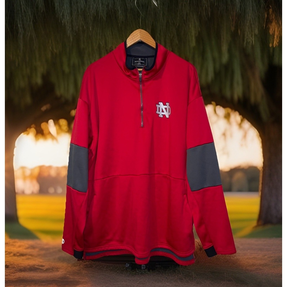 Holloway Pullover Jacket Notre Dam Men 2XL Red Long Sleeve Quarter Zip